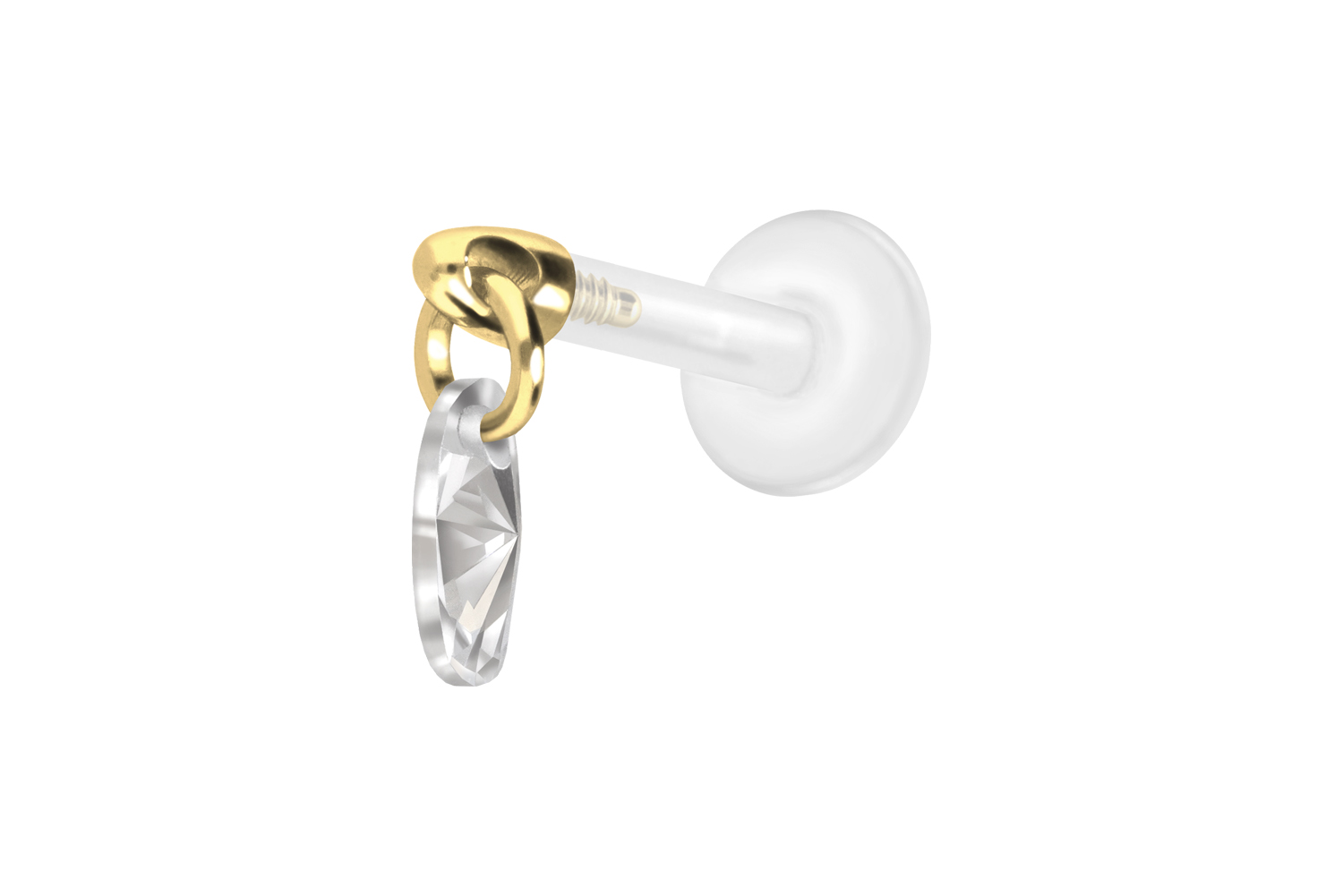 PTFE Labret Piercing mit Innengewinde + Titan-Aufsatz KRISTALLOVAL
